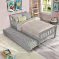 MAYEERTY Twin Platform Bed with Trundle with Headboard Footboard Gray for Bedroom