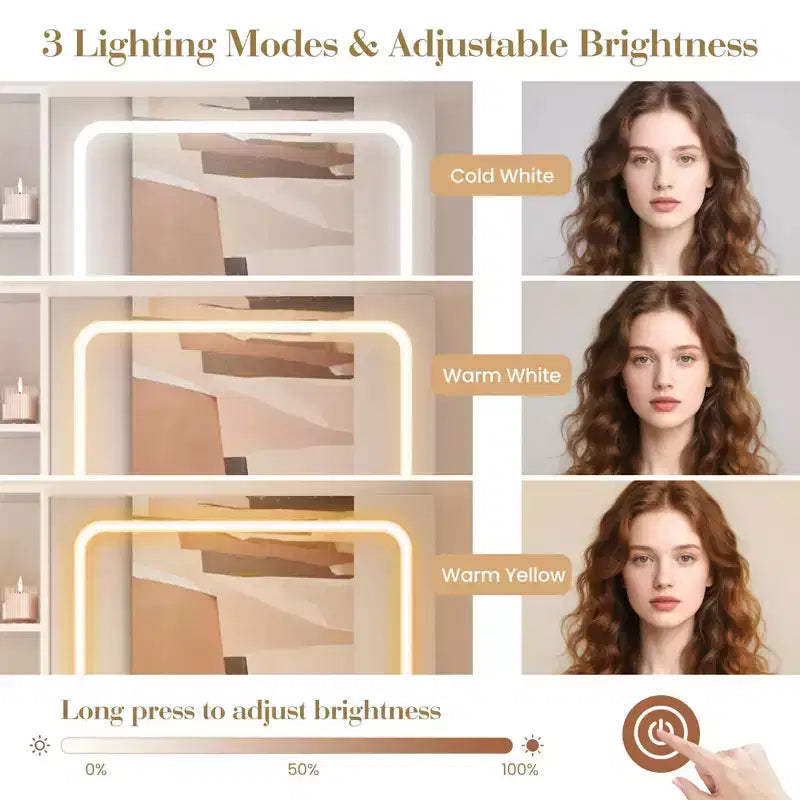 Tocador con specchio e luci, tavolino da trucco con prese di corrente con cassetti e mobiletto, sgabello contenitore, toletta per camera da letto