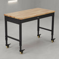 CuisinSmart 48''x24'' Adjustable Rolling Workbench, Heavy Duty Work Bench with Power Outlets, Lights, Storage Drawer, Pedboard, 30 Hooks