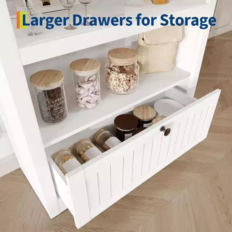 Mobile dispensa alto 72" ad arco in legno, dispensa da cucina e libreria a 5 livelli con ante e ripiani, noce, per soggiorno, cucina, studio