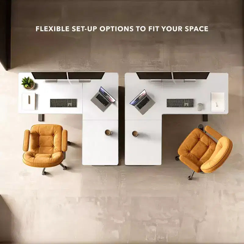 Mount-It! Scrivania ad angolo regolabile in altezza elettricamente XL, telaio nero e piano bianco