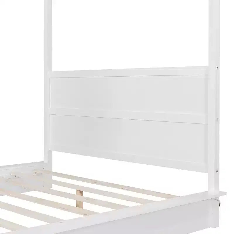 Letto a piattaforma moderno a baldacchino a LED con doghe e testiera