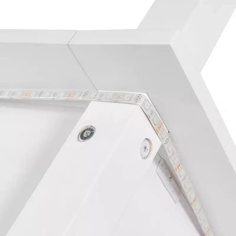 Letto a piattaforma moderno a baldacchino a LED con doghe e testiera