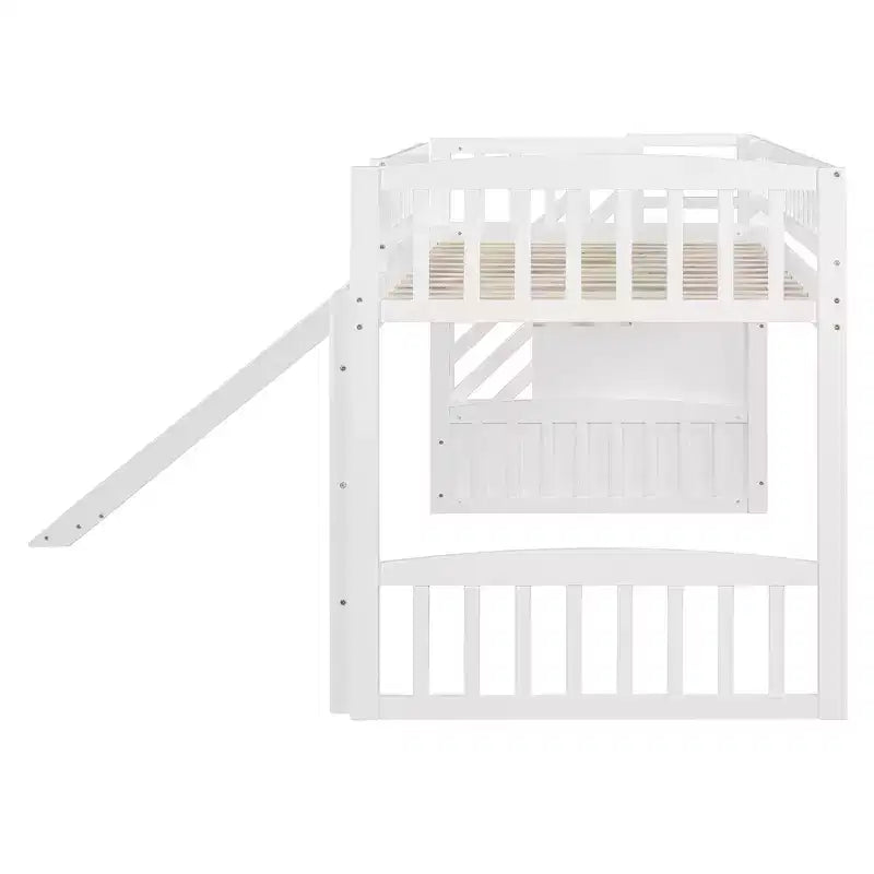 Struttura letto a soppalco Twin Size con scala, letto a soppalco basso in legno per bambini con cassetti