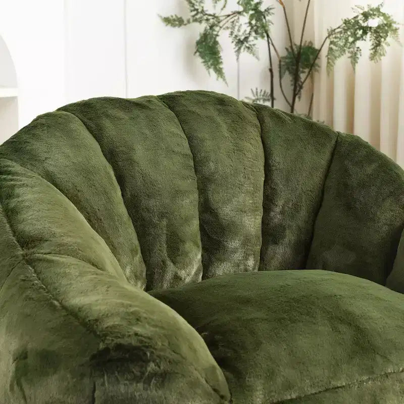 Poltrona a sacco moderna in peluche e finta pelliccia con braccioli, divano lounge in schiuma ad alta densità per soggiorno, camera da letto