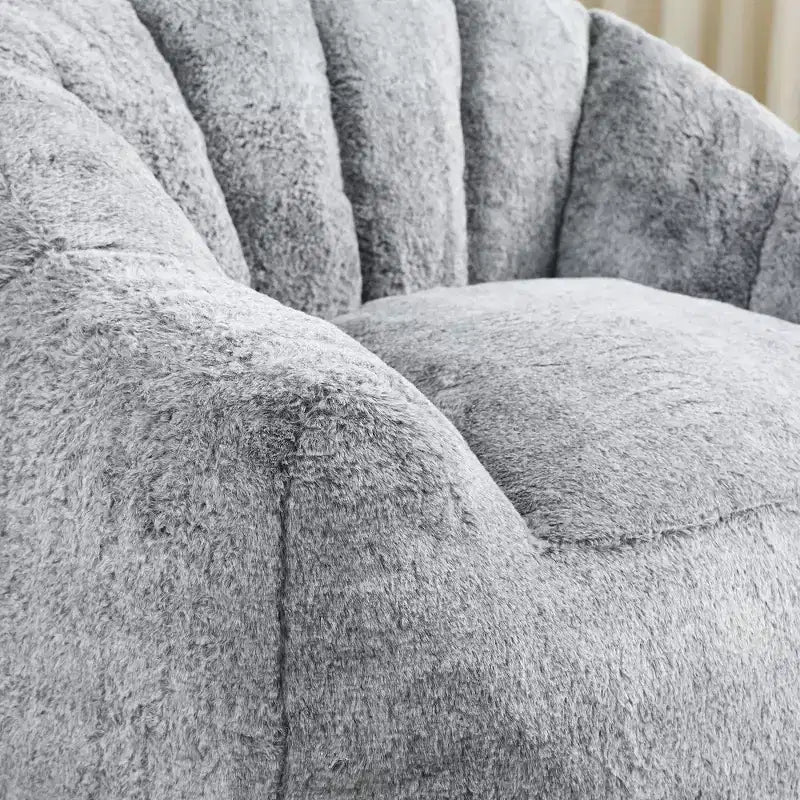 Poltrona a sacco moderna in peluche e finta pelliccia con braccioli, divano lounge in schiuma ad alta densità per soggiorno, camera da letto