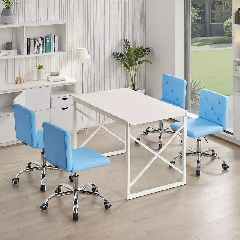 Sedia da ufficio senza braccioli in pelle PU, altezza regolabile e rotazione a 360° per casa o ufficio