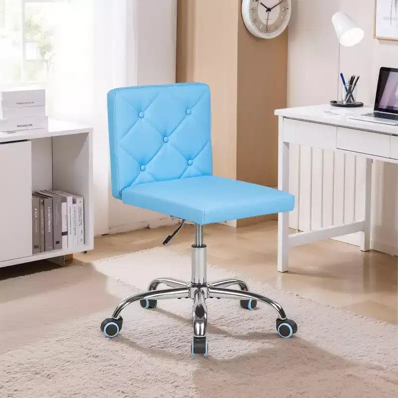 Sedia da ufficio senza braccioli in pelle PU, altezza regolabile e rotazione a 360° per casa o ufficio