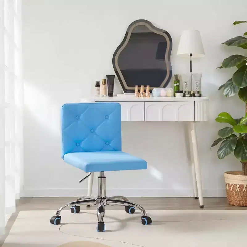 Sedia da ufficio senza braccioli in pelle PU, altezza regolabile e rotazione a 360° per casa o ufficio