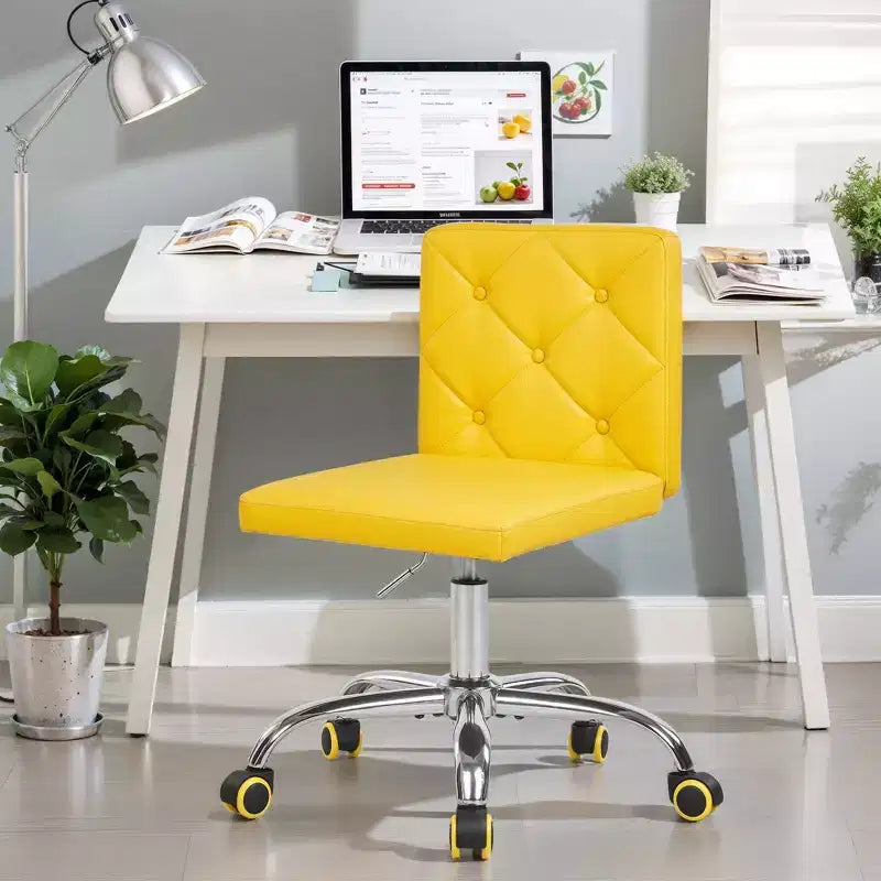 Sedia da ufficio senza braccioli in pelle PU, altezza regolabile e rotazione a 360° per casa o ufficio