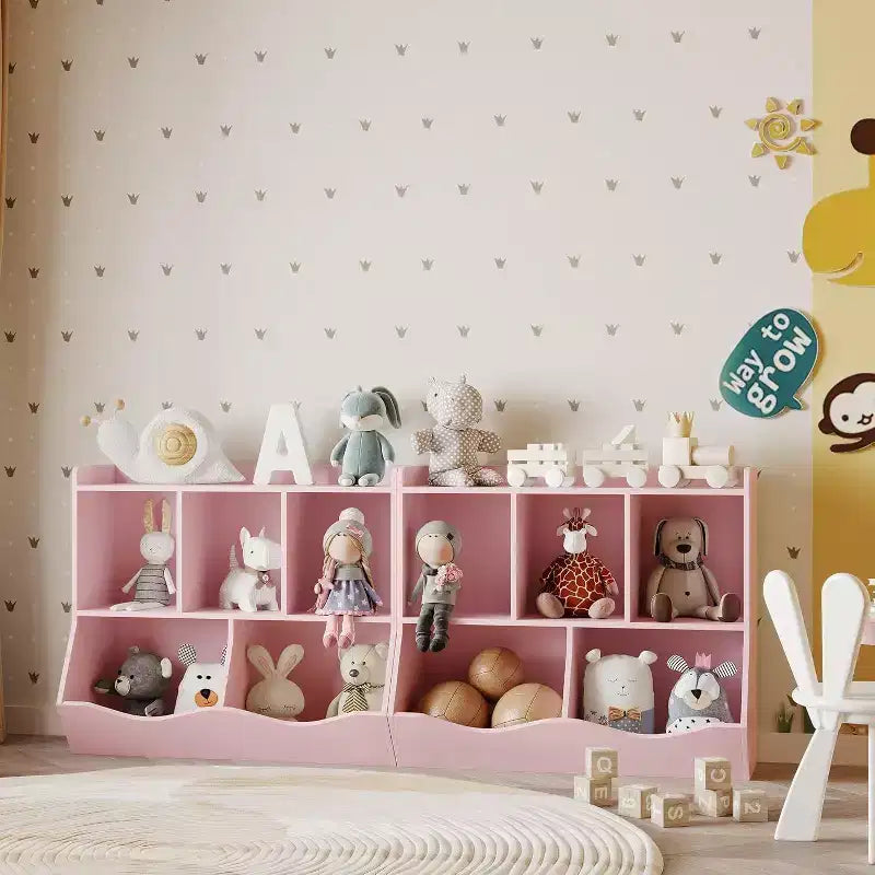 Acekool Kids Bookshelf with Storage Cubbies, Toy Organizer and Bookcase for Playroom, Bedroom, Nursery, White