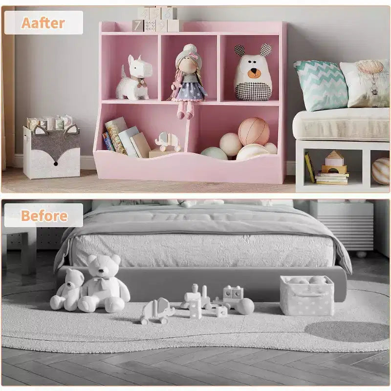 Libreria per bambini con scomparti, organizer per giocattoli e libreria per sala giochi, camera da letto, asilo nido, bianca