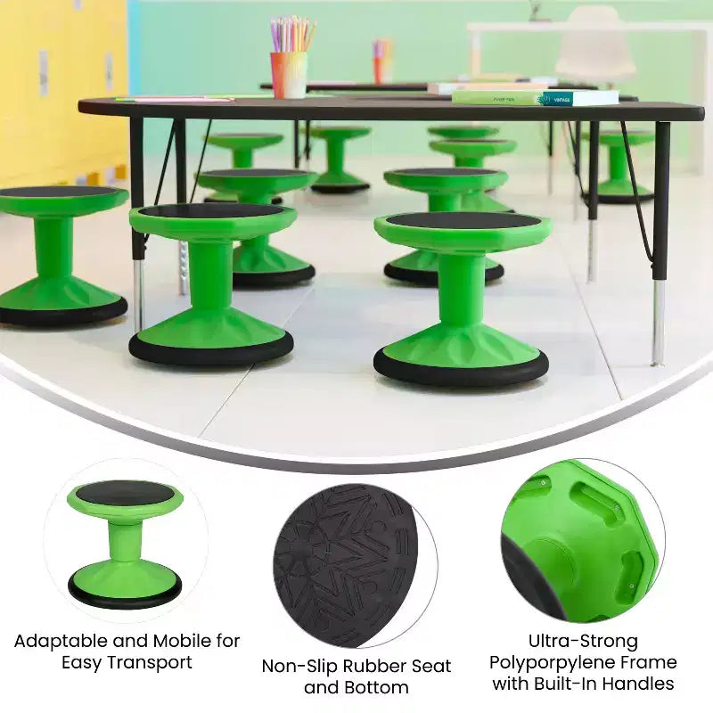 Sgabello attivo flessibile ad altezza fissa per bambini per aula e casa con fondo antiscivolo
