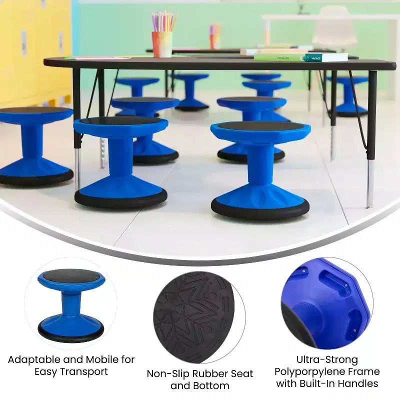Sgabello attivo flessibile ad altezza fissa per bambini per aula e casa con fondo antiscivolo