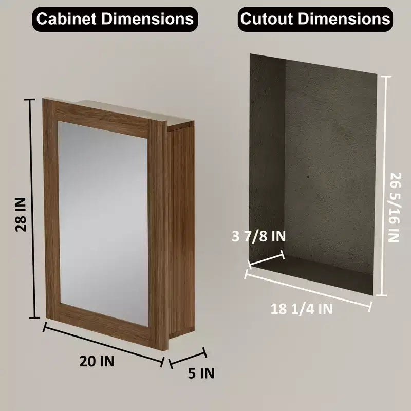 Specchio da bagno con armadietto contenitore, mobiletto da parete in legno con specchio e ripiani interni regolabili