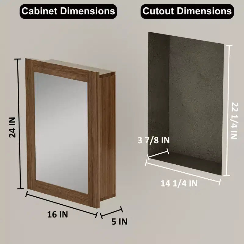 Specchio da bagno con armadietto contenitore, mobiletto da parete in legno con specchio e ripiani interni regolabili