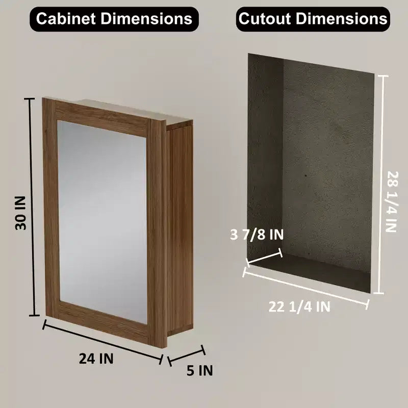 Specchio da bagno con armadietto contenitore, mobiletto da parete in legno con specchio e ripiani interni regolabili