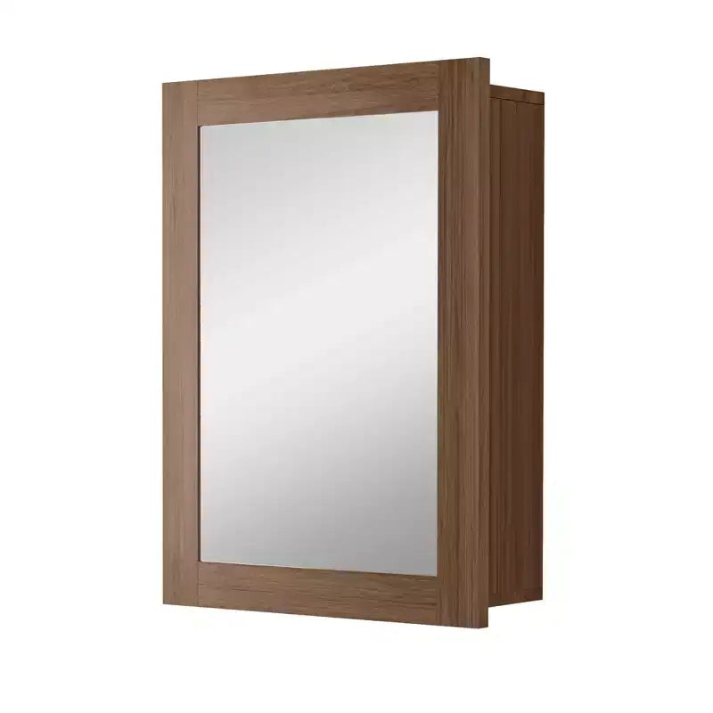 Specchio da bagno con armadietto contenitore, mobiletto da parete in legno con specchio e ripiani interni regolabili