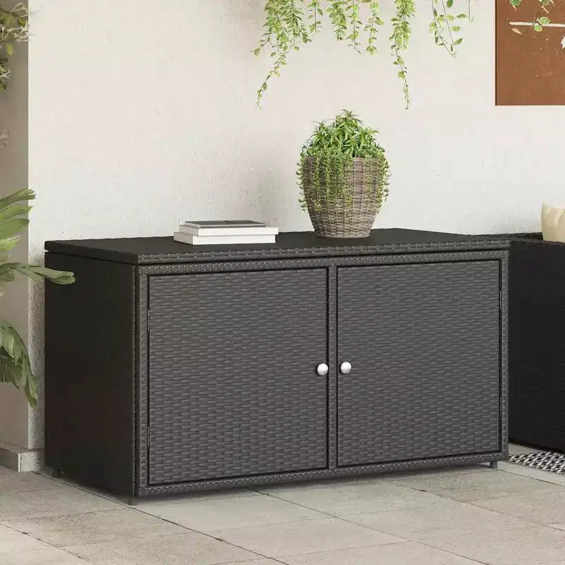Armadietto da Esterno per Attrezzi in Polyrattan con Contenitore