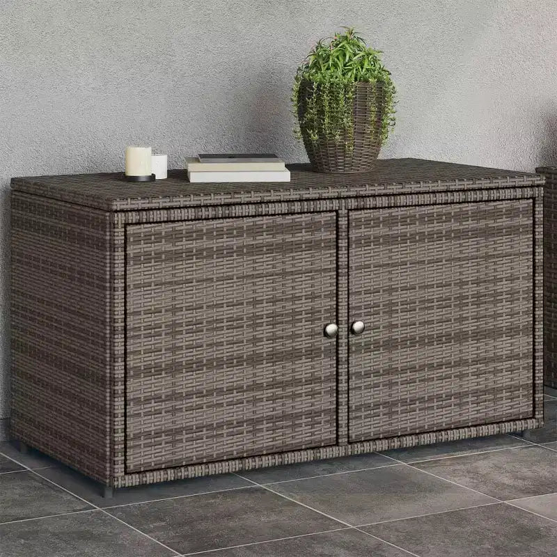 Armadietto da Esterno per Attrezzi in Polyrattan con Contenitore