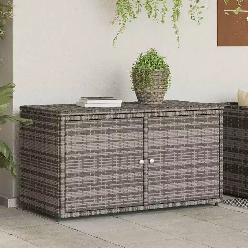Armadietto da Esterno per Attrezzi in Polyrattan con Contenitore