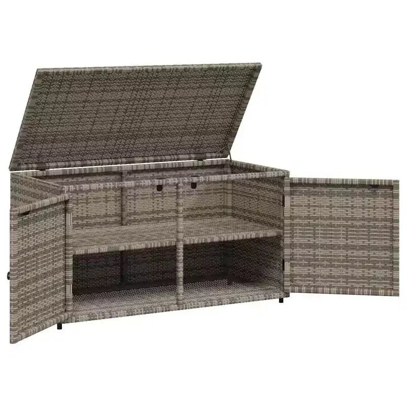 Armadietto da Esterno per Attrezzi in Polyrattan con Contenitore