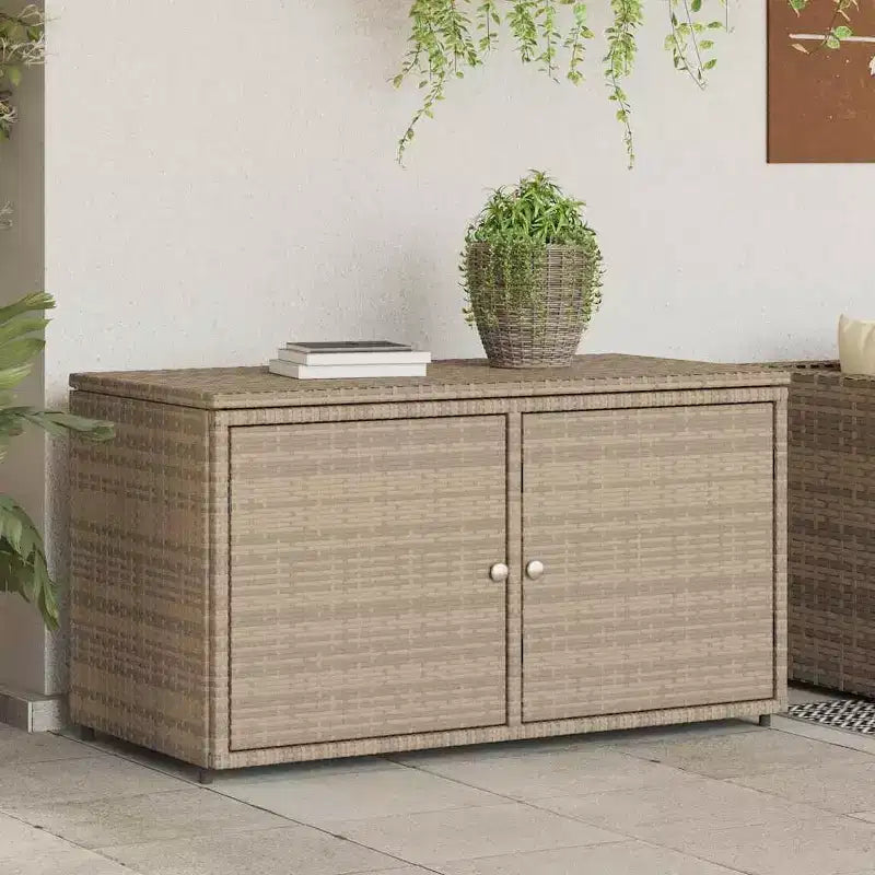 Armadietto da Esterno per Attrezzi in Polyrattan con Contenitore