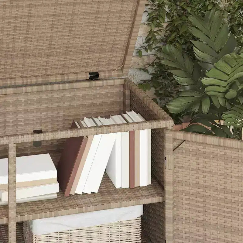 Armadietto da Esterno per Attrezzi in Polyrattan con Contenitore