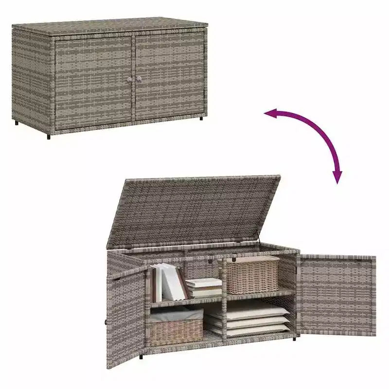 Armadietto da Esterno per Attrezzi in Polyrattan con Contenitore