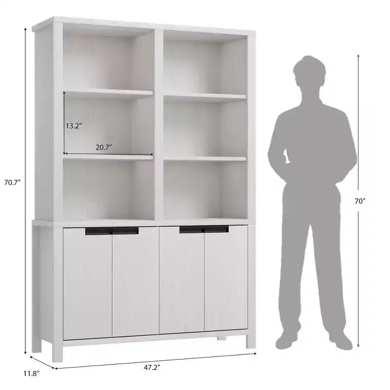 Libreria alta 74,5" con doppio ripiano, libreria grande a 6 livelli, libreria doppia con 12 scomparti, librerie ampie a colonna per soggiorno