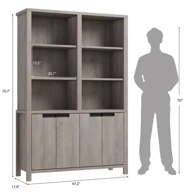 Libreria alta 74,5" con doppio ripiano, libreria grande a 6 livelli, libreria doppia con 12 scomparti, librerie ampie a colonna per soggiorno