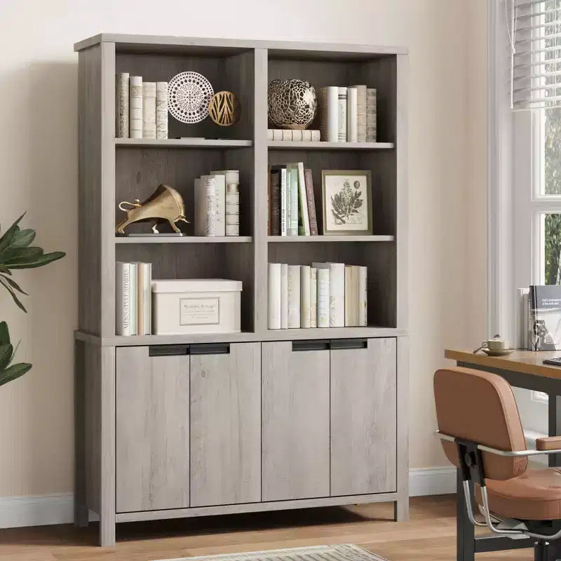 Libreria alta 74,5" con doppio ripiano, libreria grande a 6 livelli, libreria doppia con 12 scomparti, librerie ampie a colonna per soggiorno
