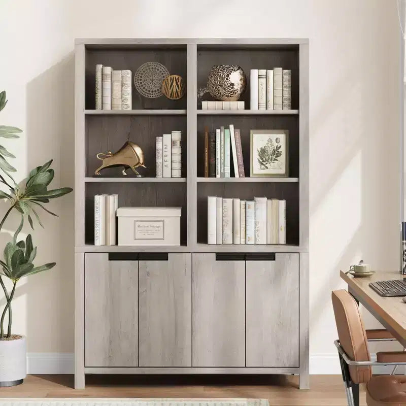 Libreria alta 74,5" con doppio ripiano, libreria grande a 6 livelli, libreria doppia con 12 scomparti, librerie ampie a colonna per soggiorno