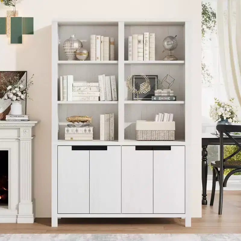 Libreria alta 74,5" con doppio ripiano, libreria grande a 6 livelli, libreria doppia con 12 scomparti, librerie ampie a colonna per soggiorno