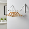 Wall-Mounted Retractable Double Foldable Clothing Rack w/ Extension Rod (White)