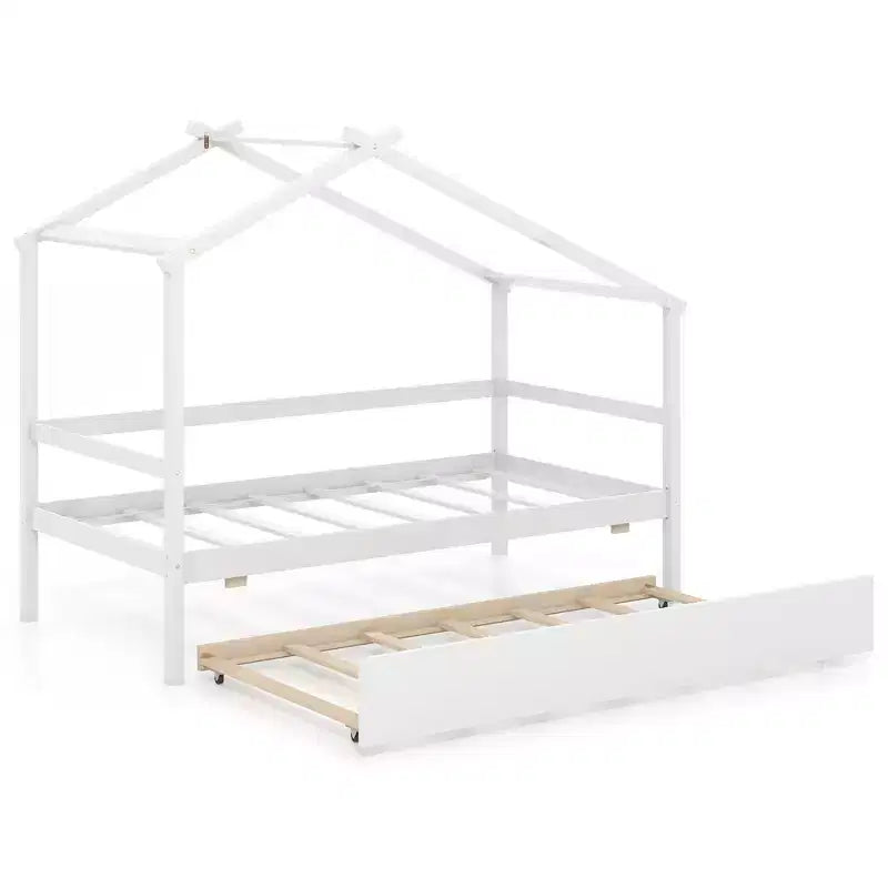 Letto a castello con rotelle e tetto con sponde e ringhiere Letto a piattaforma in legno