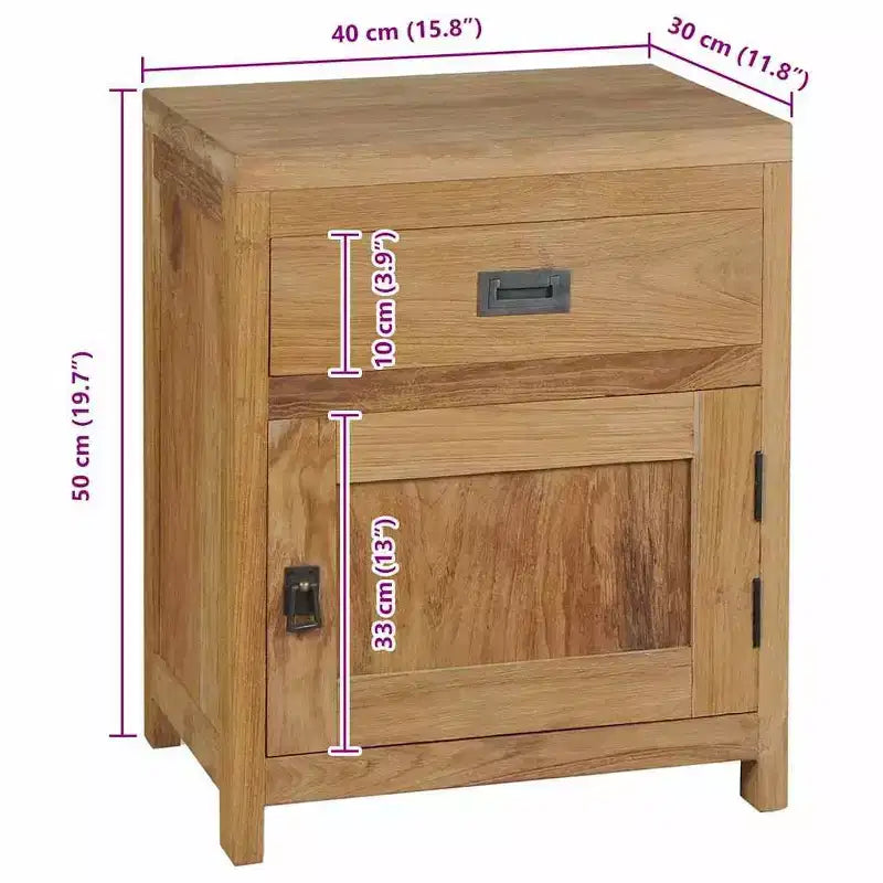 Comodino in teak massiccio 40x30x50 cm