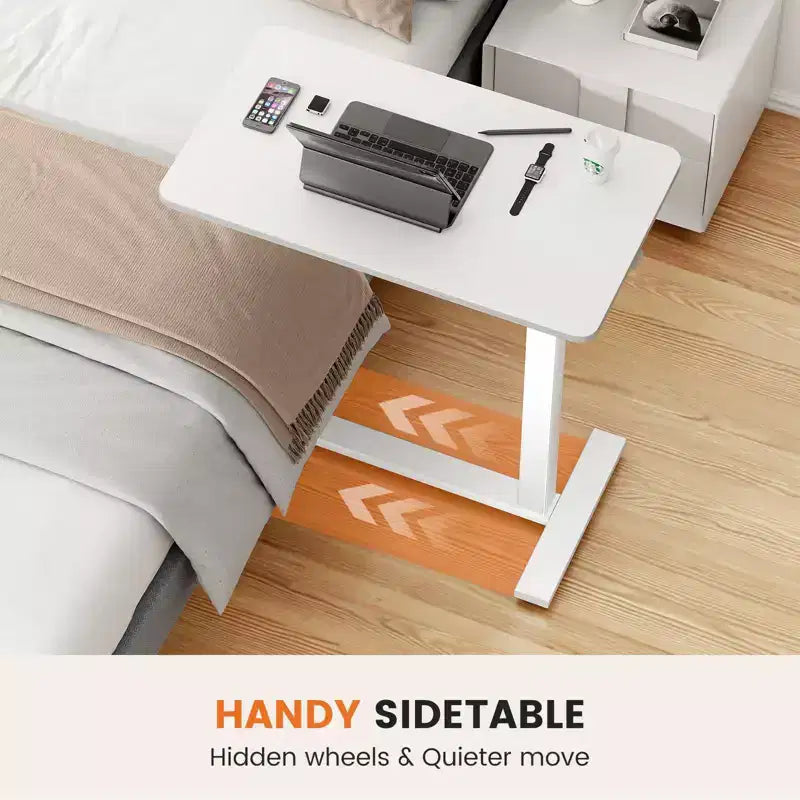 Scrivania regolabile per letto e laptop con rotelle bloccabili, scrivania in piedi con altezza regolabile da 29.5 a 43.3 per ufficio domestico e ospedale