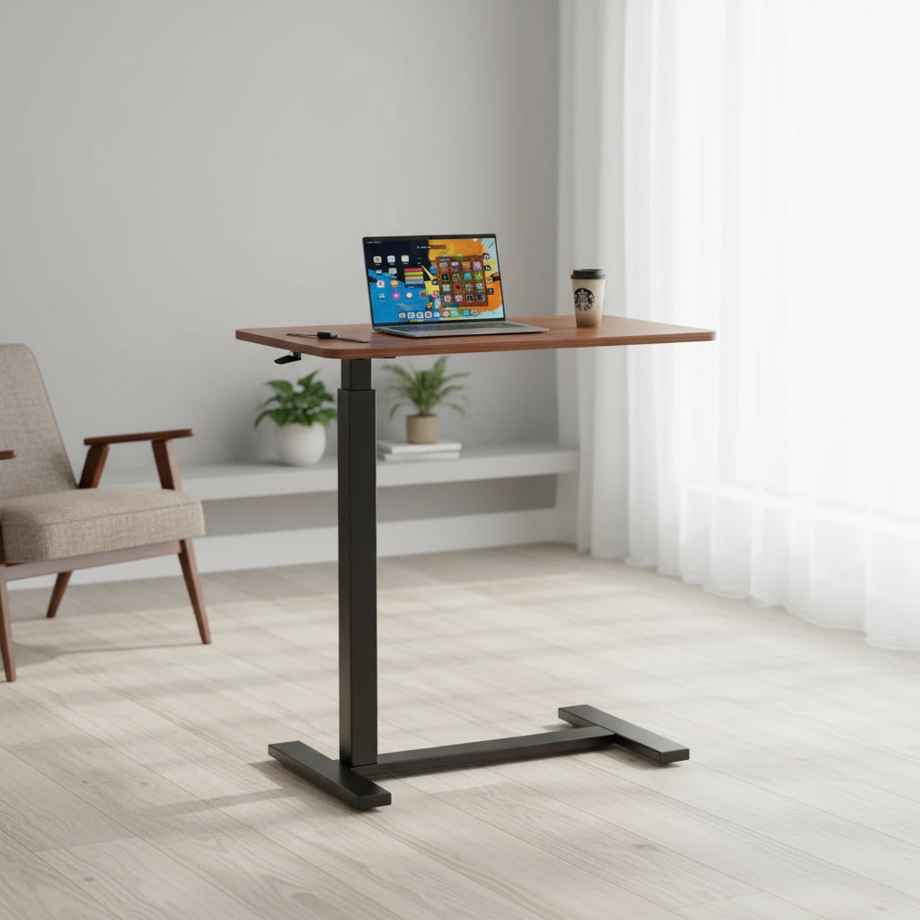 TUYOHW Adjustable Overbed & Rolling Laptop Desk with Lockable Casters,Standing Desk with 29.5- 43.3 Height Adjustable for Home Office Hospital