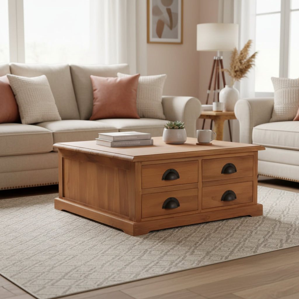 vidaXL Coffee Table 26.8x26.7x11.8 Solid Teak Wood