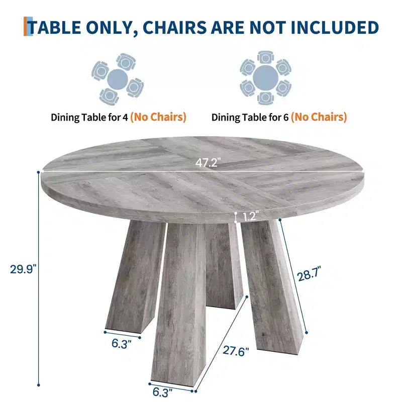 Tavolo da pranzo rotondo per 4-6 persone, tavolo da cucina da 120 cm con base a piedistallo robusta per soggiorno, appartamento