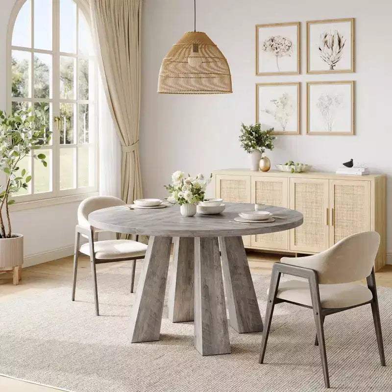 Tavolo da pranzo rotondo per 4-6 persone, tavolo da cucina da 120 cm con base a piedistallo robusta per soggiorno, appartamento