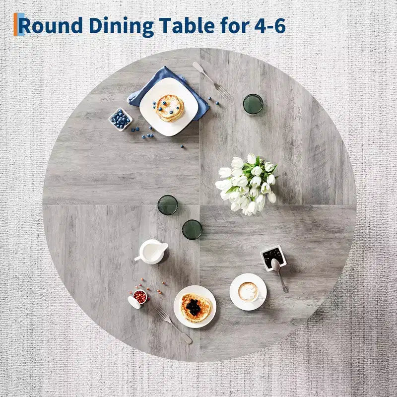 Tavolo da pranzo rotondo per 4-6 persone, tavolo da cucina da 120 cm con base a piedistallo robusta per soggiorno, appartamento