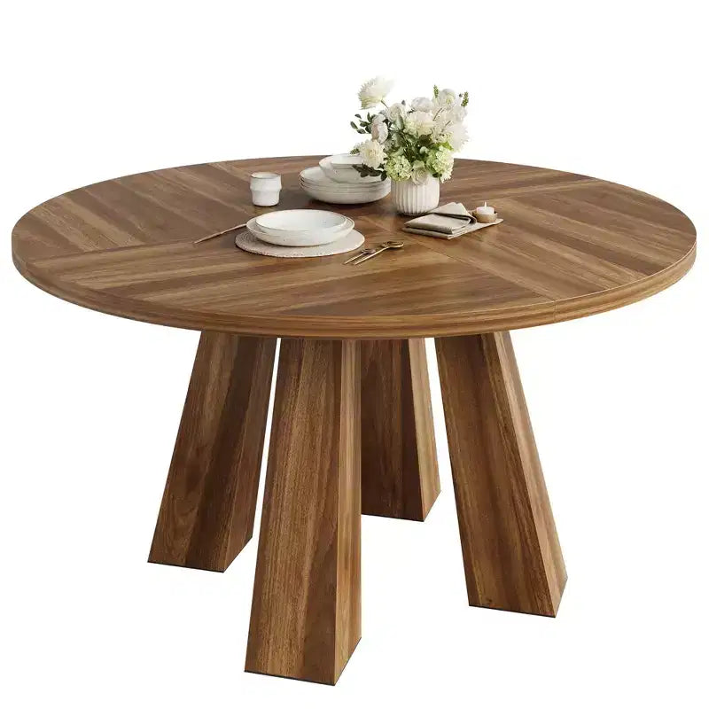 Tavolo da pranzo rotondo per 4-6 persone, tavolo da cucina da 120 cm con base a piedistallo robusta per soggiorno, appartamento