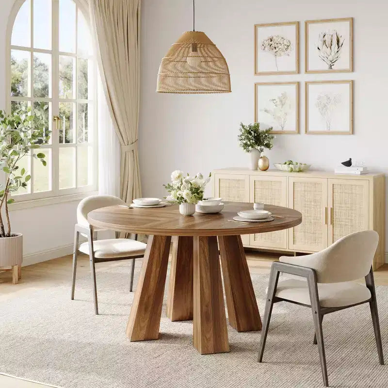 Tavolo da pranzo rotondo per 4-6 persone, tavolo da cucina da 120 cm con base a piedistallo robusta per soggiorno, appartamento