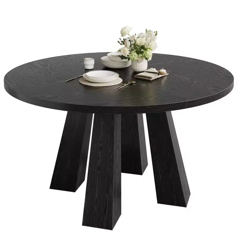 Tavolo da pranzo rotondo per 4-6 persone, tavolo da cucina da 120 cm con base a piedistallo robusta per soggiorno, appartamento
