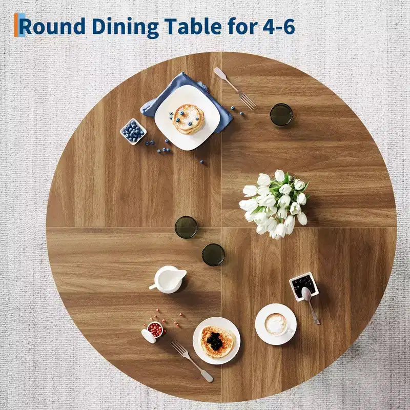 Tavolo da pranzo rotondo per 4-6 persone, tavolo da cucina da 120 cm con base a piedistallo robusta per soggiorno, appartamento