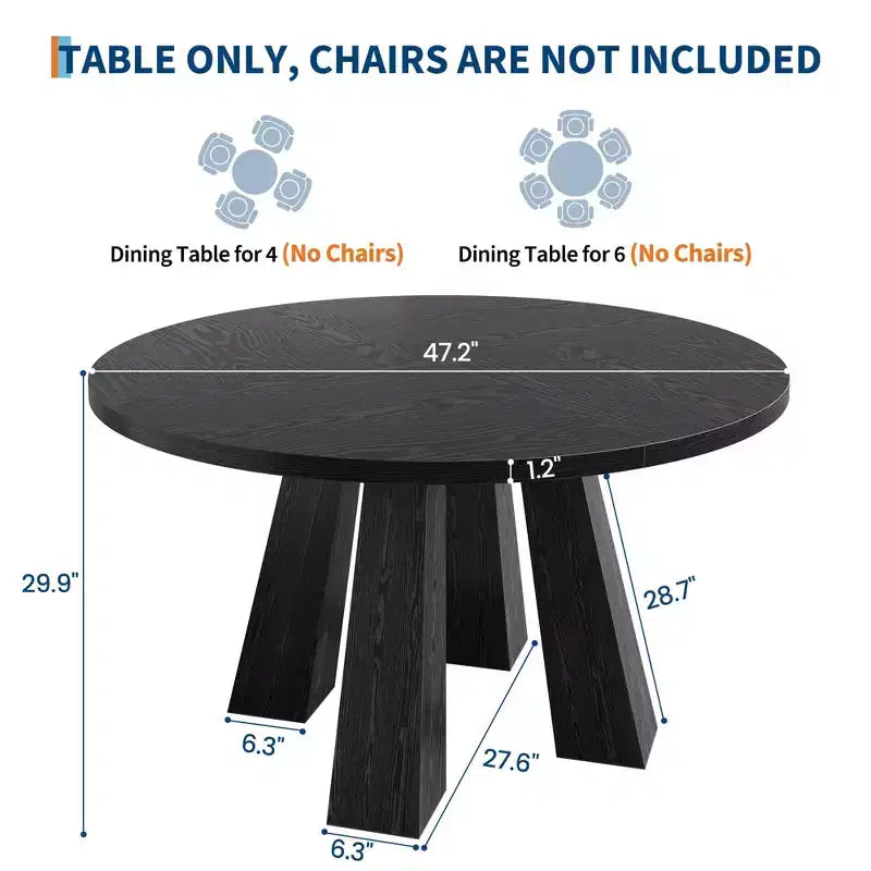Tavolo da pranzo rotondo per 4-6 persone, tavolo da cucina da 120 cm con base a piedistallo robusta per soggiorno, appartamento