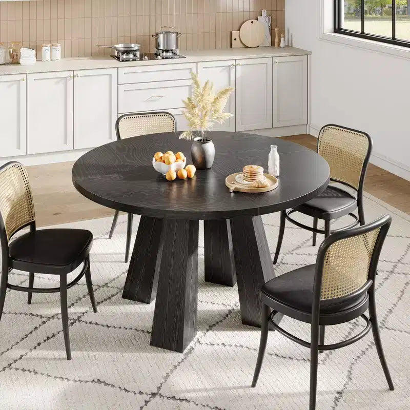 Tavolo da pranzo rotondo per 4-6 persone, tavolo da cucina da 120 cm con base a piedistallo robusta per soggiorno, appartamento