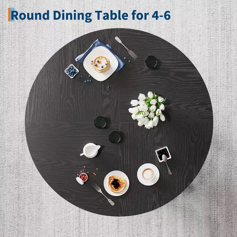 Tavolo da pranzo rotondo per 4-6 persone, tavolo da cucina da 120 cm con base a piedistallo robusta per soggiorno, appartamento